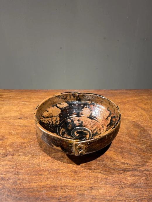 褐黑釉仿金属器型茶碗，顺丰包邮 商品图0
