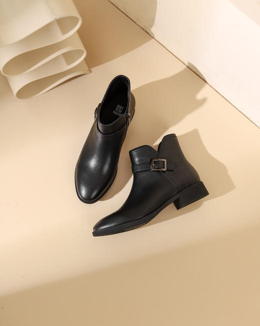 西村名物2023秋季新品圆头粗跟裸靴切尔西靴短靴X23DS45371 商品图1