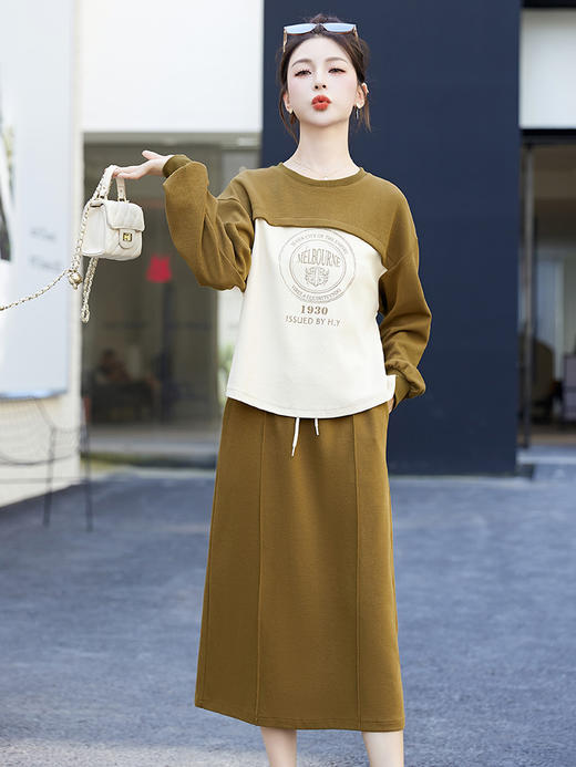 秋季穿搭一整套，拼接撞色遮肉显瘦两件套HR-WL10599 商品图3