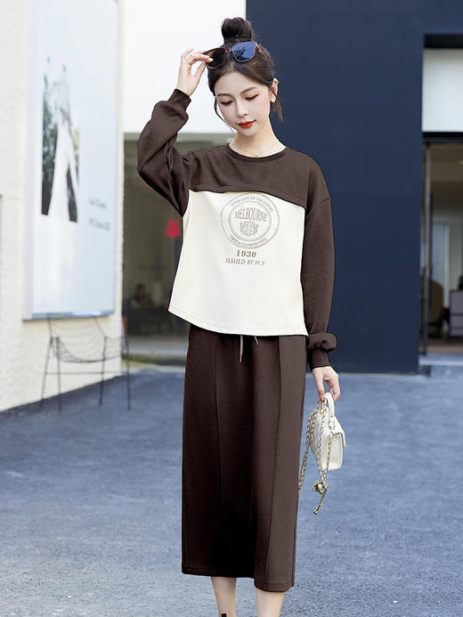 秋季穿搭一整套，拼接撞色遮肉显瘦两件套HR-WL10599 商品图4