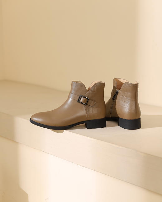 西村名物2023秋季新品圆头粗跟裸靴切尔西靴短靴X23DS45371 商品图2