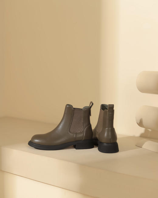 西村名物2023秋季新品圆头厚底粗跟短靴切尔西靴X23DS4513101 商品图10