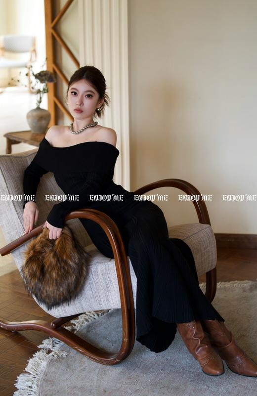 冬季派对复兴-浪漫一字肩针织裙 154795598 商品图1