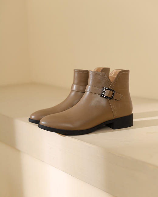 西村名物2023秋季新品圆头粗跟裸靴切尔西靴短靴X23DS45371 商品图3