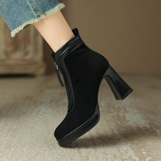 复古千鸟格，时尚防水台短靴DP-9975 商品图1