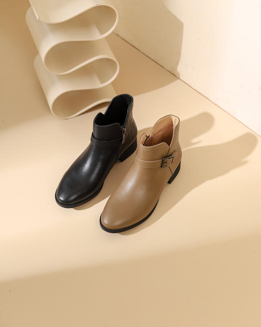 西村名物2023秋季新品圆头粗跟裸靴切尔西靴短靴X23DS45371 商品图0