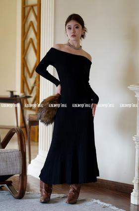 冬季派对复兴-浪漫一字肩针织裙 154795598