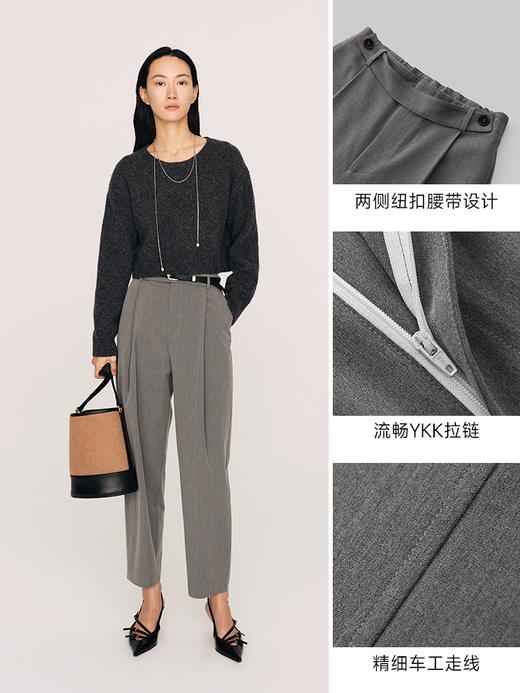抗皱垂感TR面料 精裁显瘦褶裥萝卜西裤FB483523O 商品图3