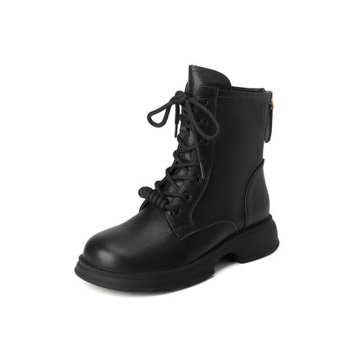 西村名物2023秋季新品方头粗跟袜系带短靴马丁靴X23DS4514101 商品图10