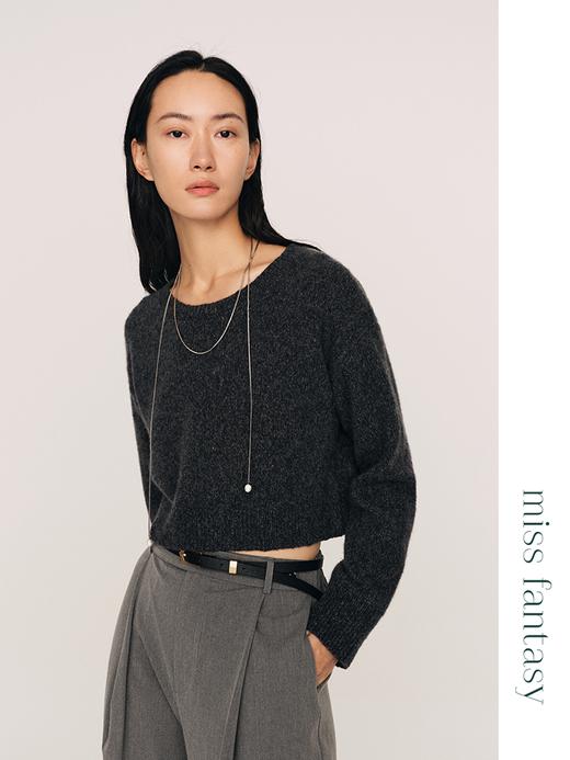 重磅王牌邓肯16支羊绒羊仔毛 竹节纱截短套头羊毛衫FJ478623O 商品图0