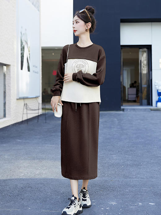 秋季穿搭一整套，拼接撞色遮肉显瘦两件套HR-WL10599 商品图0