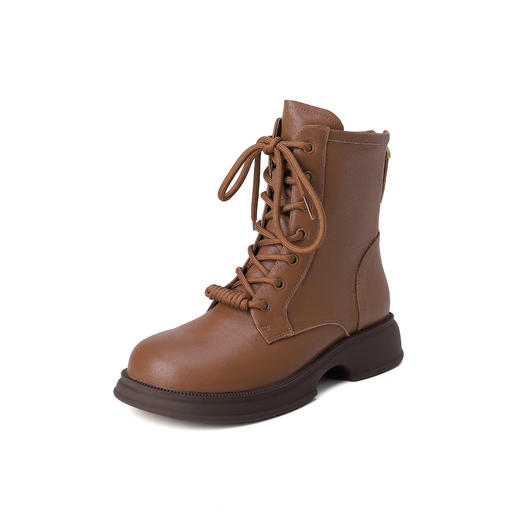 西村名物2023秋季新品方头粗跟袜系带短靴马丁靴X23DS4514101 商品图9