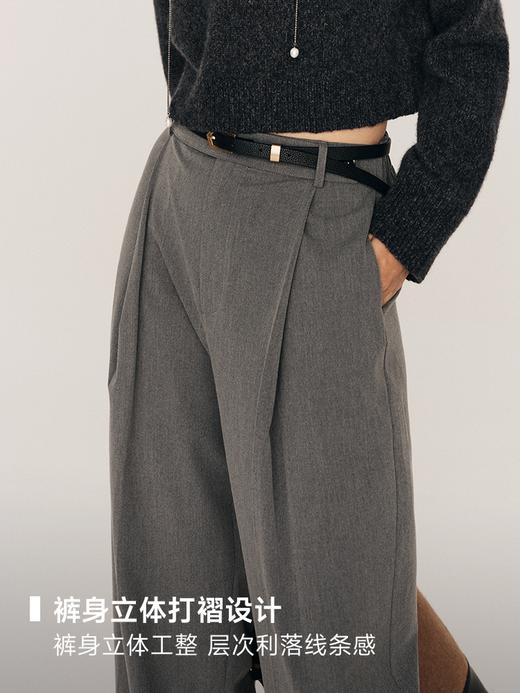 抗皱垂感TR面料 精裁显瘦褶裥萝卜西裤FB483523O 商品图4