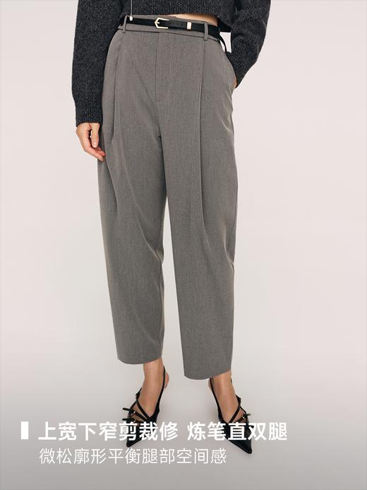 抗皱垂感TR面料 精裁显瘦褶裥萝卜西裤FB483523O 商品图5