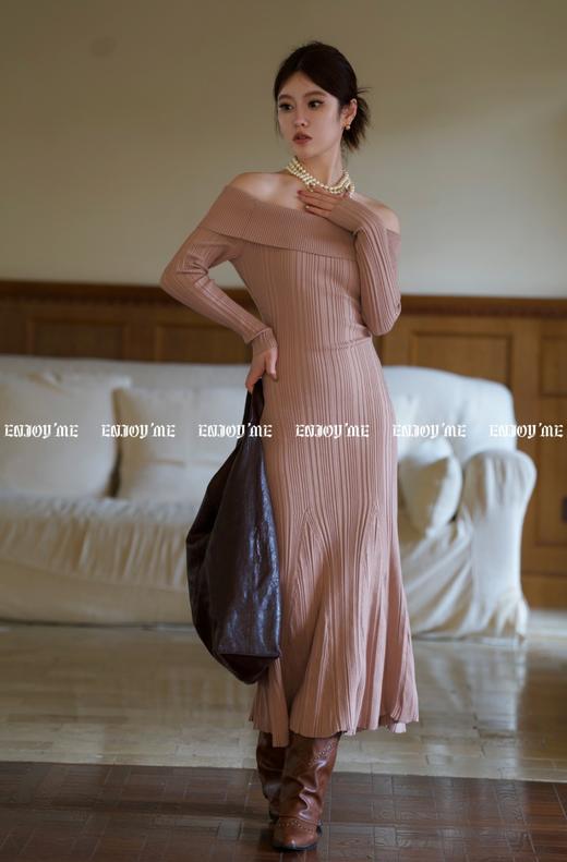 冬季派对复兴-浪漫一字肩针织裙 154795598 商品图3