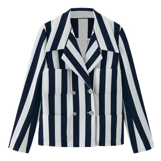 软糯空气层条纹利落双排扣西装FO470823O 商品图11