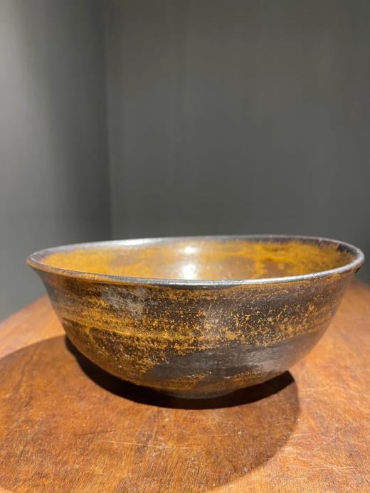 黑彩绘褐黄釉大茶碗，顺丰包邮 商品图0