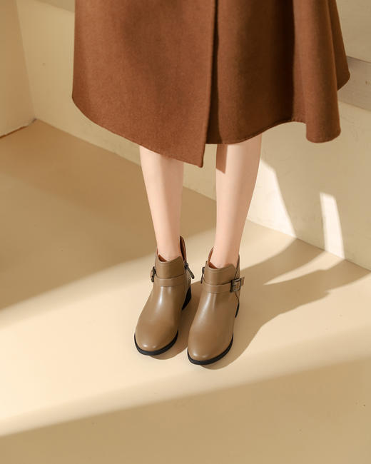 西村名物2023秋季新品圆头粗跟裸靴切尔西靴短靴X23DS45371 商品图6