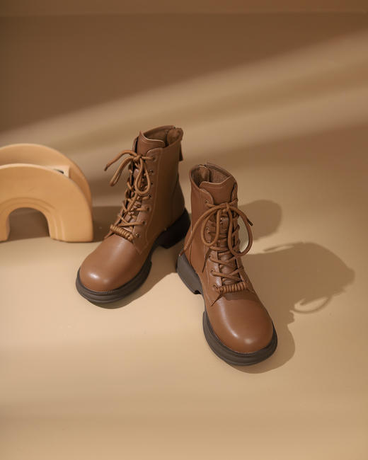 西村名物2023秋季新品方头粗跟袜系带短靴马丁靴X23DS4514101 商品图1