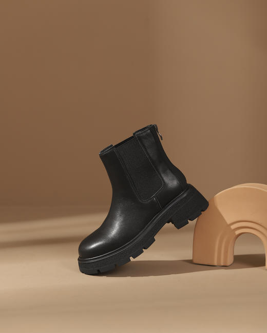 西村名物2023秋季新品圆头粗跟加绒短靴切尔西靴X23DS44911 商品图10