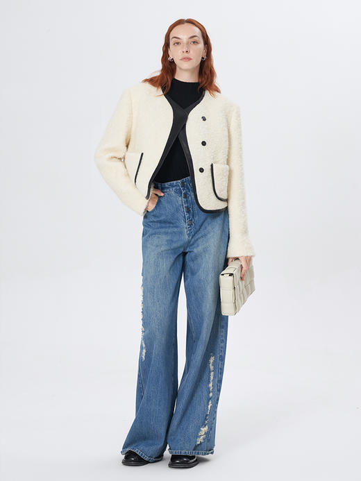 Self Who羊毛混纺圈圈纱短款小香风外套女秋冬2023新款气质名媛风 商品图3