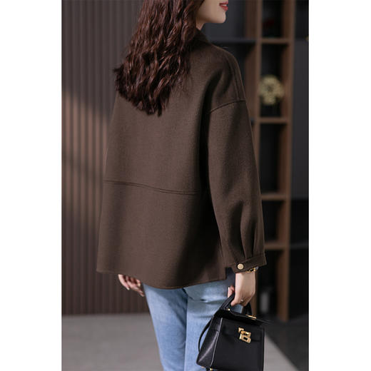 原形羊毛双面呢短大衣女2023秋冬新款韩版小个子短款宽松毛呢外套 商品图4