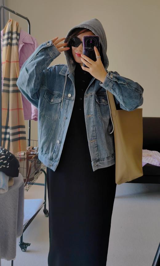 江疏影同款牛仔外套可拆卸棉帽牛仔单宁牛仔服 商品图1