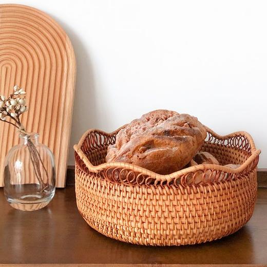 编织水果篮越南秋藤收纳筐托盘家用客厅圆形大水果盘藤编装馒头篮 商品图8