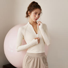 跃牌【禅语梵心系列】半拉链瑜伽服女显瘦短款运动长袖瑜伽外套 WT2388