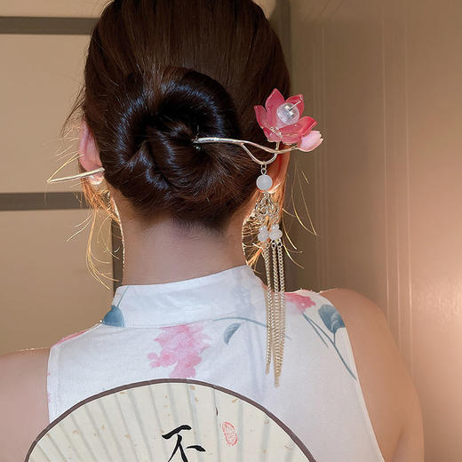 花朵流苏发簪后脑勺盘发旗袍发钗古风头饰 商品图6