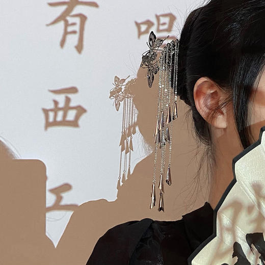 中式古风气质蝶恋花蝴蝶流苏碎银发簪夏季女生丸子头发饰 商品图2
