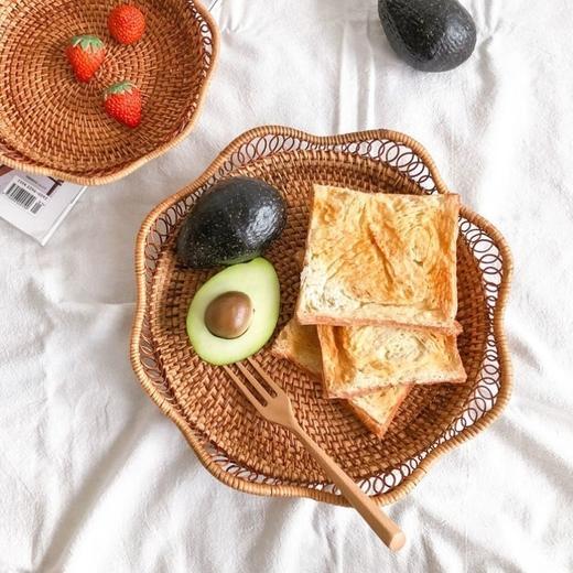 编织水果篮越南秋藤收纳筐托盘家用客厅圆形大水果盘藤编装馒头篮 商品图6