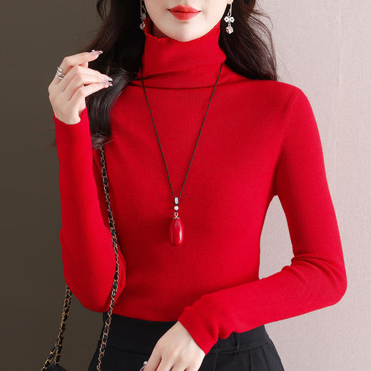 秋冬女士堆堆领针织打底衫，新款修身长袖套头弹力显瘦毛衣女CC-FY-98997 商品图6