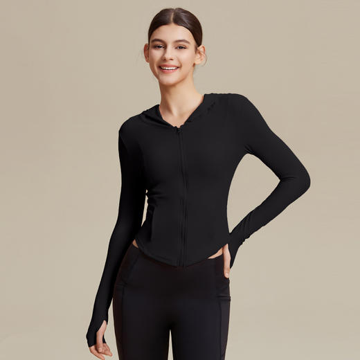 跃牌【禅语梵心系列】连帽晨跑步普拉提训练紧身运动上衣瑜伽外套 WT2437 商品图2