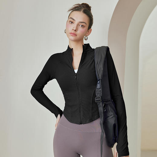 跃牌【禅语梵心系列】专业跑步健身带拉链修身普拉提长袖运动上衣瑜伽外套 WT2386 商品图2