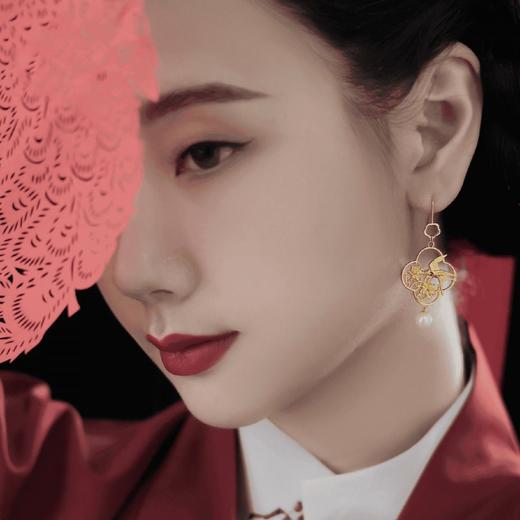 杏林春燕 镂空原创耳饰花窗耳环珍珠 国风复古少女 商品图2