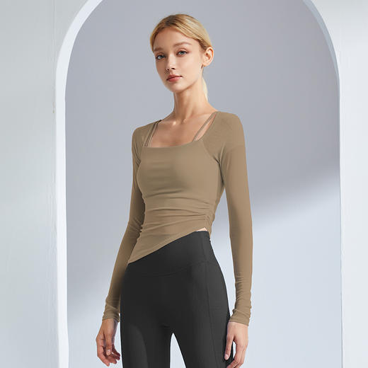 跃牌【禅语梵心系列】一体式瑜伽服户外健身跑步普拉提紧身显瘦长袖运动上衣  CX2393（带胸垫） 商品图3
