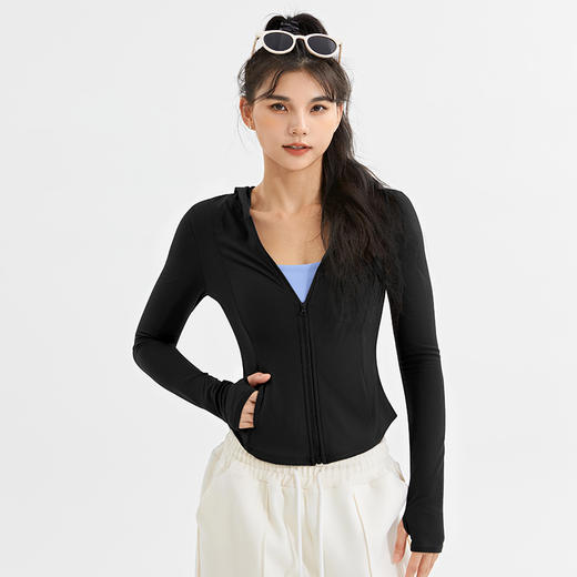 跃牌【禅语梵心系列】连帽短款健身服外套户外跑步瑜伽服长袖运动上衣瑜伽外套 WT2437 商品图7