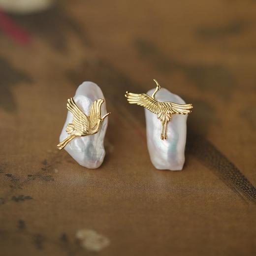 仙鹤腾云 巴洛克耳钉耳饰女气质喜竹原创小众设计 商品图0