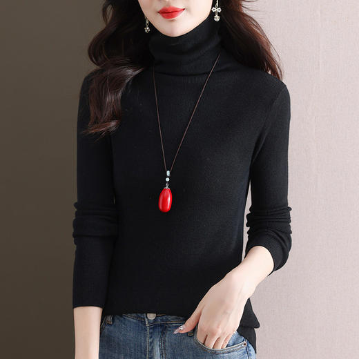 秋冬女士堆堆领针织打底衫，新款修身长袖套头弹力显瘦毛衣女CC-FY-98997 商品图2
