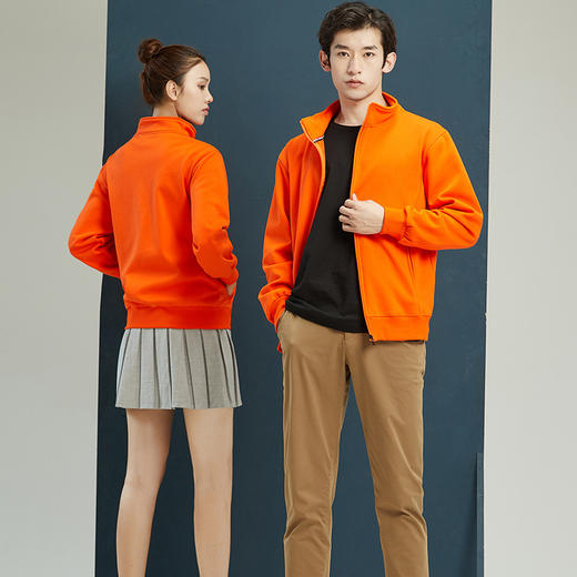 ALBB-秋冬加厚全棉银狐绒 立领开衫卫衣定做 外卖餐饮拉链棒球服定制 商品图2