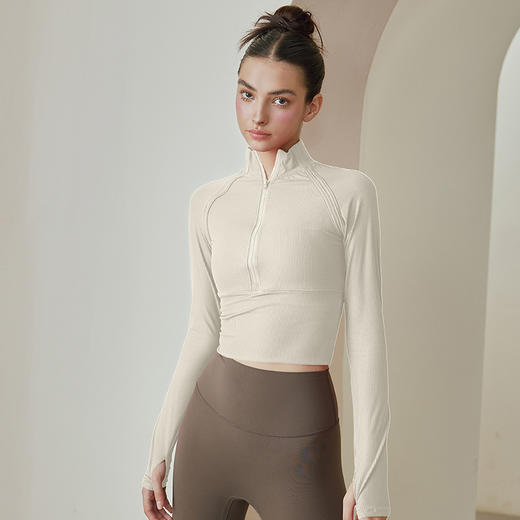 跃牌【禅语梵心系列】半拉链瑜伽服女显瘦短款运动长袖瑜伽外套 WT2388 商品图1