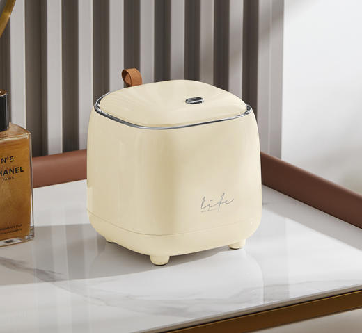 ALBB-新桌面妆品收纳盒纸巾盒垃圾桶刷筒桶奶油色系奶黄色 商品图7