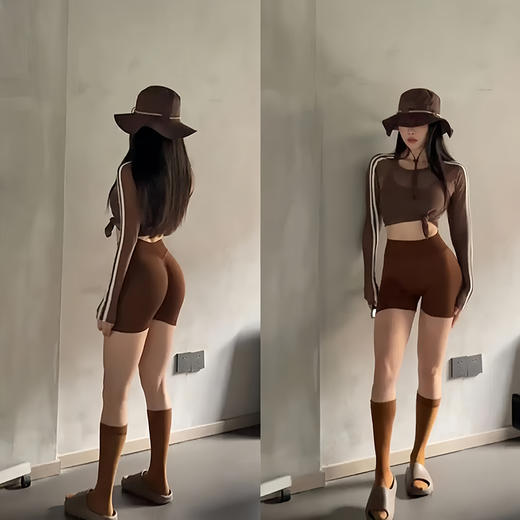 跃牌【禅语梵心系列】修身透气拼色网纱罩衫  CX2411（无胸垫） 商品图7