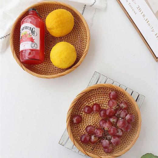 编织水果篮越南秋藤收纳筐托盘家用客厅圆形大水果盘藤编装馒头篮 商品图3