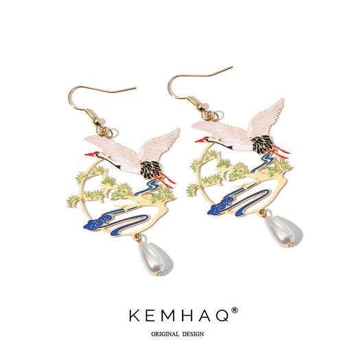 新款潮国风飞鹤不对称复古银耳钉气质长款耳夹女 商品图7