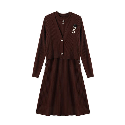 秋冬厚款，中长款针织修身显瘦连衣裙两件套CC-DZX-9830 商品图4