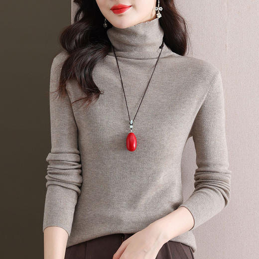 秋冬女士堆堆领针织打底衫，新款修身长袖套头弹力显瘦毛衣女CC-FY-98997 商品图1