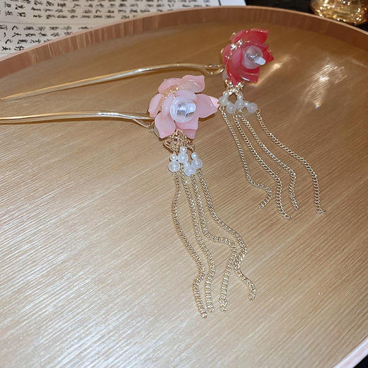花朵流苏发簪后脑勺盘发旗袍发钗古风头饰 商品图7
