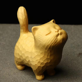 招财傲娇小猫°黄杨小摆件